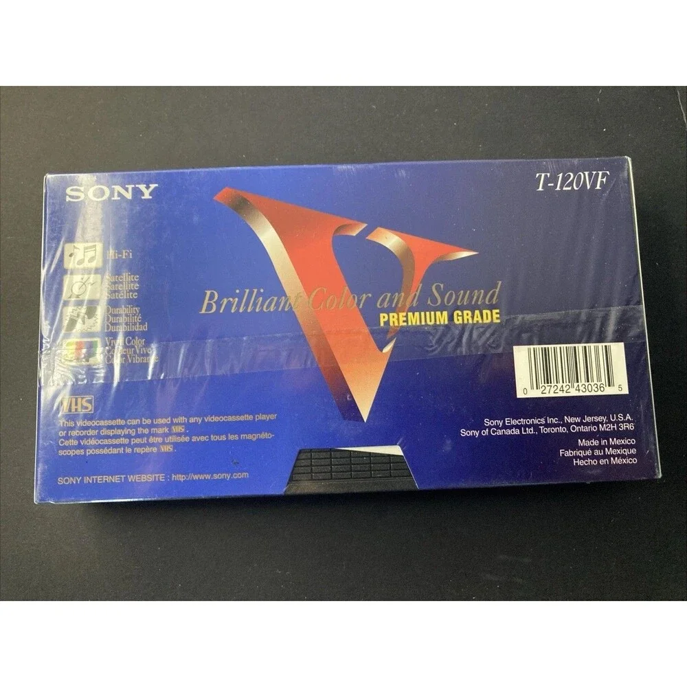Sony T-120VF Blank VHS Video Tape Standard Grade 6 Hour NEW Sealed